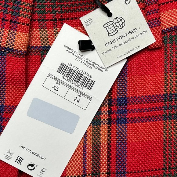 Uterque NWT Colorful Bright Plaid Pants Plaid Trouser Rare New XS 24 - Picture 7 of 10